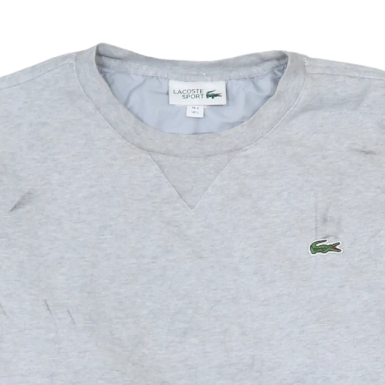 Lacoste Light Grey Sweatshirt Men's Large Embroidered Croc Logo Crewneck Pullover Top sold by Vintage Club product image thumbnail 3