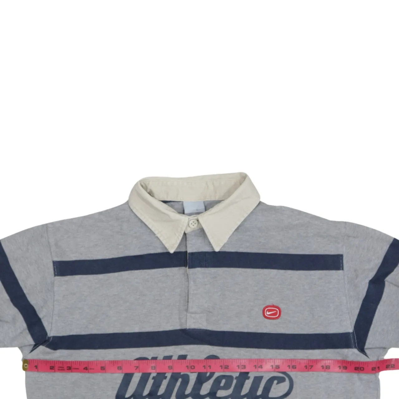 Nike Grey Rugby Polo Shirt Men’s Medium Striped Athletic Logo Number 7 Long Sleeve Top sold by Vintage Club product image thumbnail 5