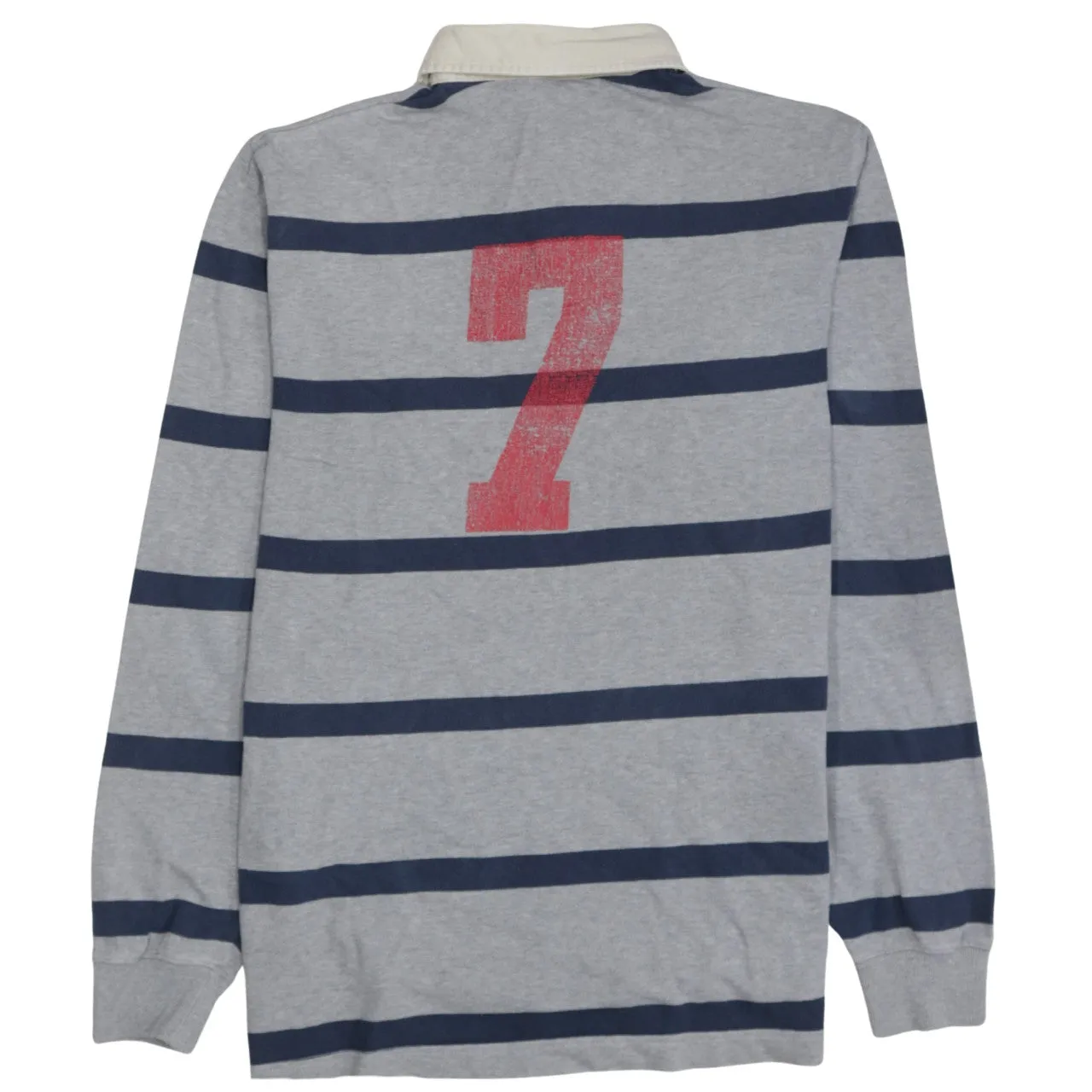 Nike Grey Rugby Polo Shirt Men’s Medium Striped Athletic Logo Number 7 Long Sleeve Top sold by Vintage Club product image thumbnail 2