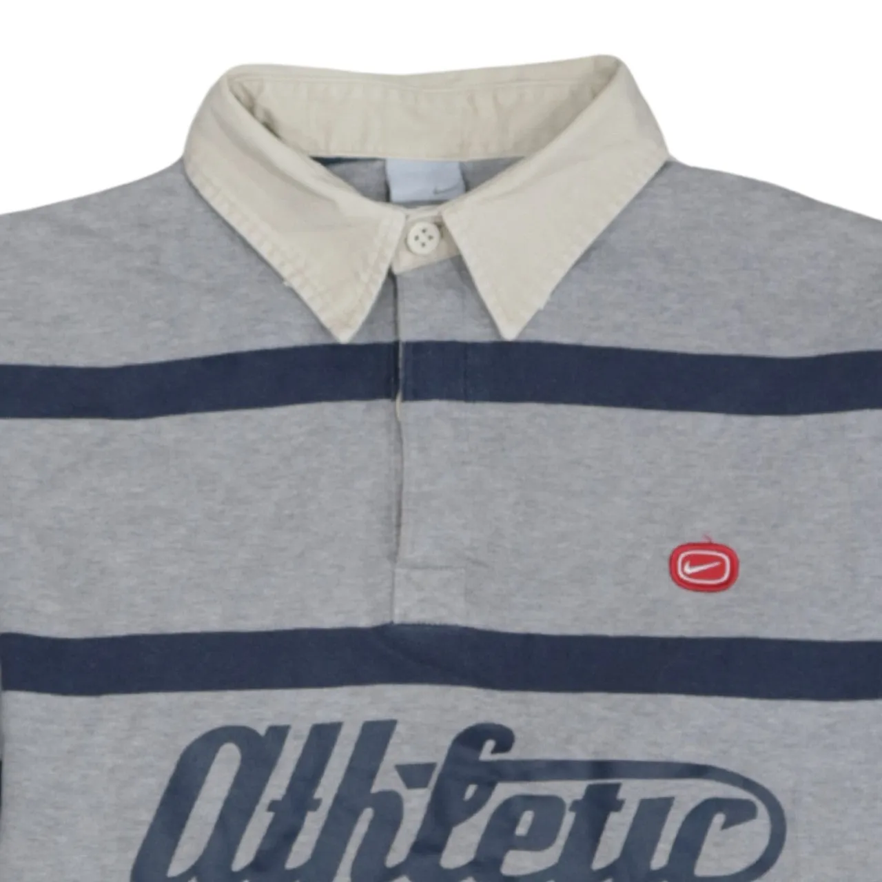 Nike Grey Rugby Polo Shirt Men’s Medium Striped Athletic Logo Number 7 Long Sleeve Top sold by Vintage Club product image thumbnail 3