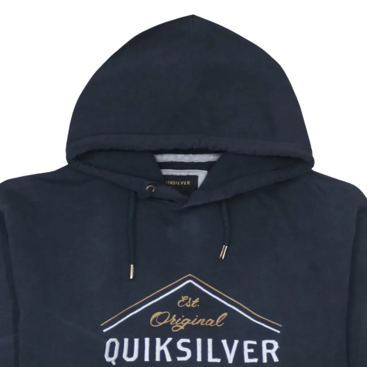 Quiksilver Navy Blue Hoodie Men's XXLarge Embroidered Front Logo Pouch Pocket Pullover Sweatshirt sold by Vintage Club product image thumbnail 3