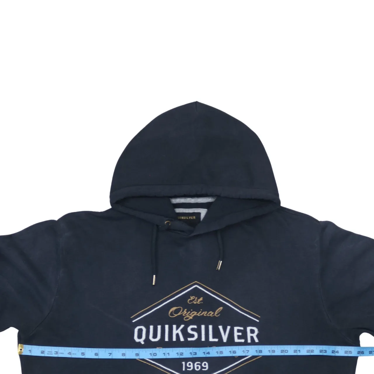 Quiksilver Navy Blue Hoodie Men's XXLarge Embroidered Front Logo Pouch Pocket Pullover Sweatshirt sold by Vintage Club product image thumbnail 5