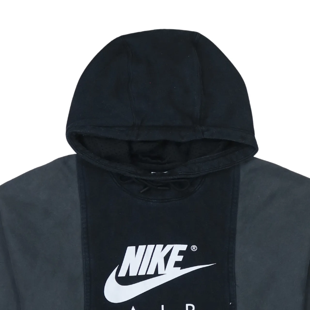 Nike Black Grey Hoodie Men's Medium Nike Air Logo Panelled Pullover Sweatshirt sold by Vintage Club product image thumbnail 3