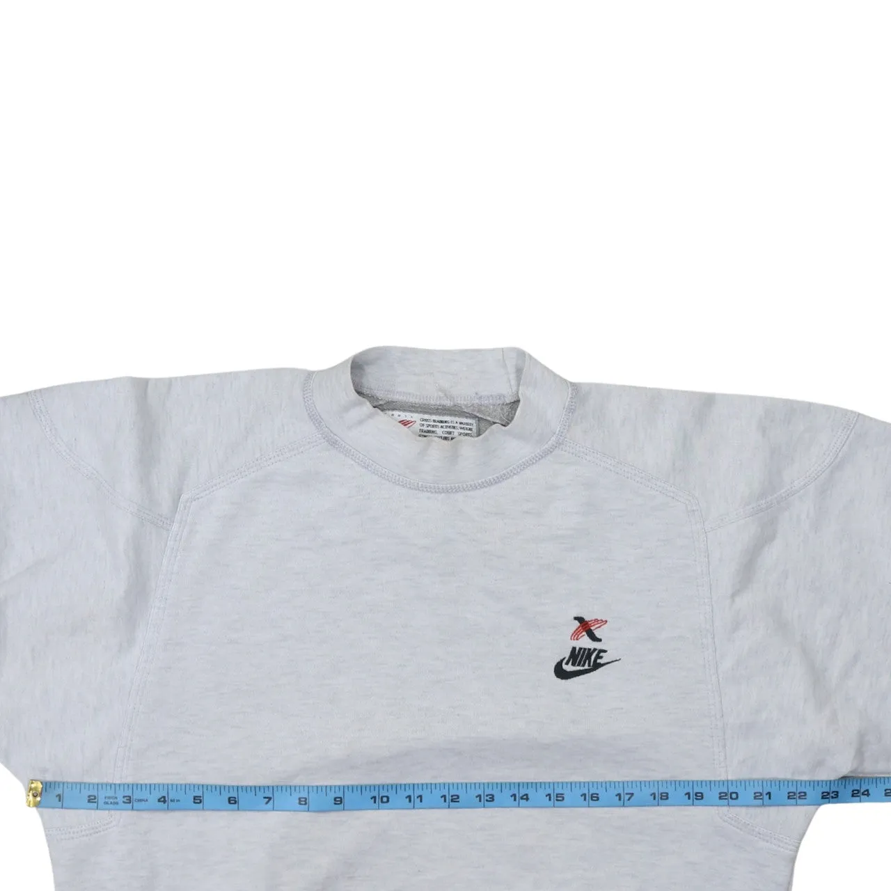 Nike Light Grey Sweatshirt Men's Small Embroidered Chest Logo Ribbed Cuffs Pullover Fleece Top sold by Vintage Club product image thumbnail 5