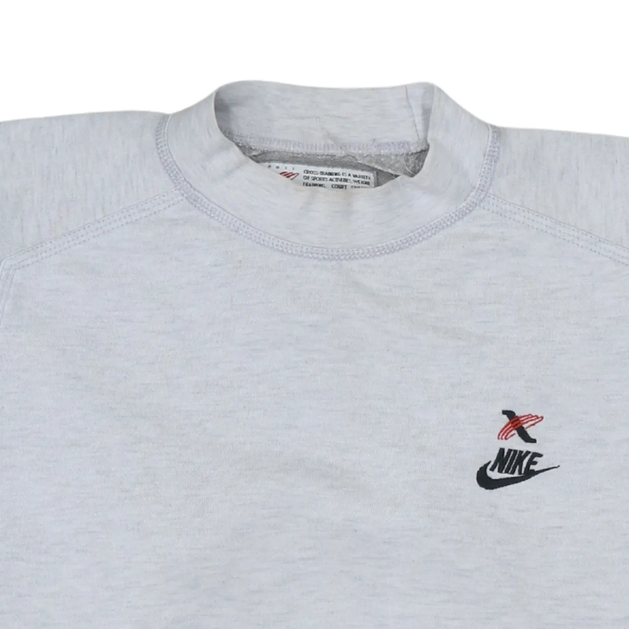 Nike Light Grey Sweatshirt Men's Small Embroidered Chest Logo Ribbed Cuffs Pullover Fleece Top sold by Vintage Club product image thumbnail 3