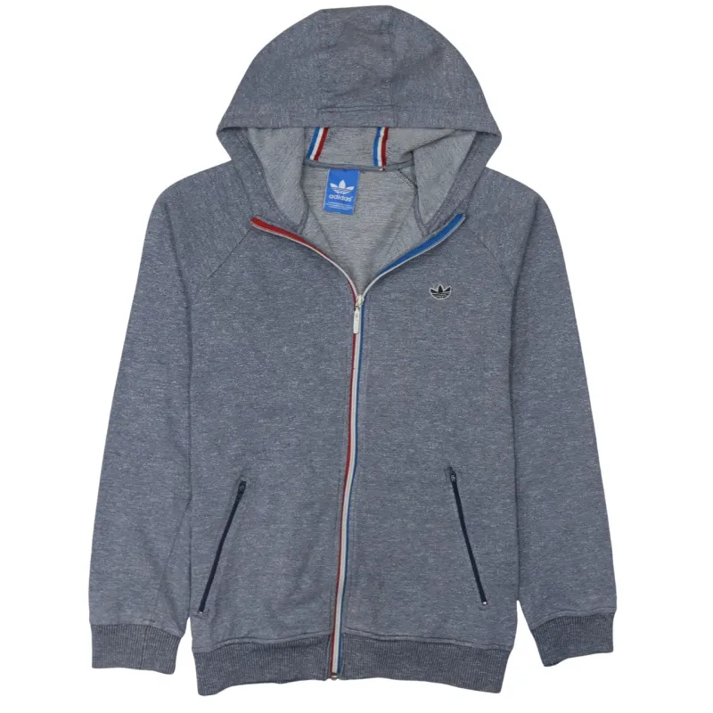 Adidas Grey Full Zip Hoodie Men's Small Embroidered Trefoil Zip Pockets Casual Sweatshirt sold by Vintage Club