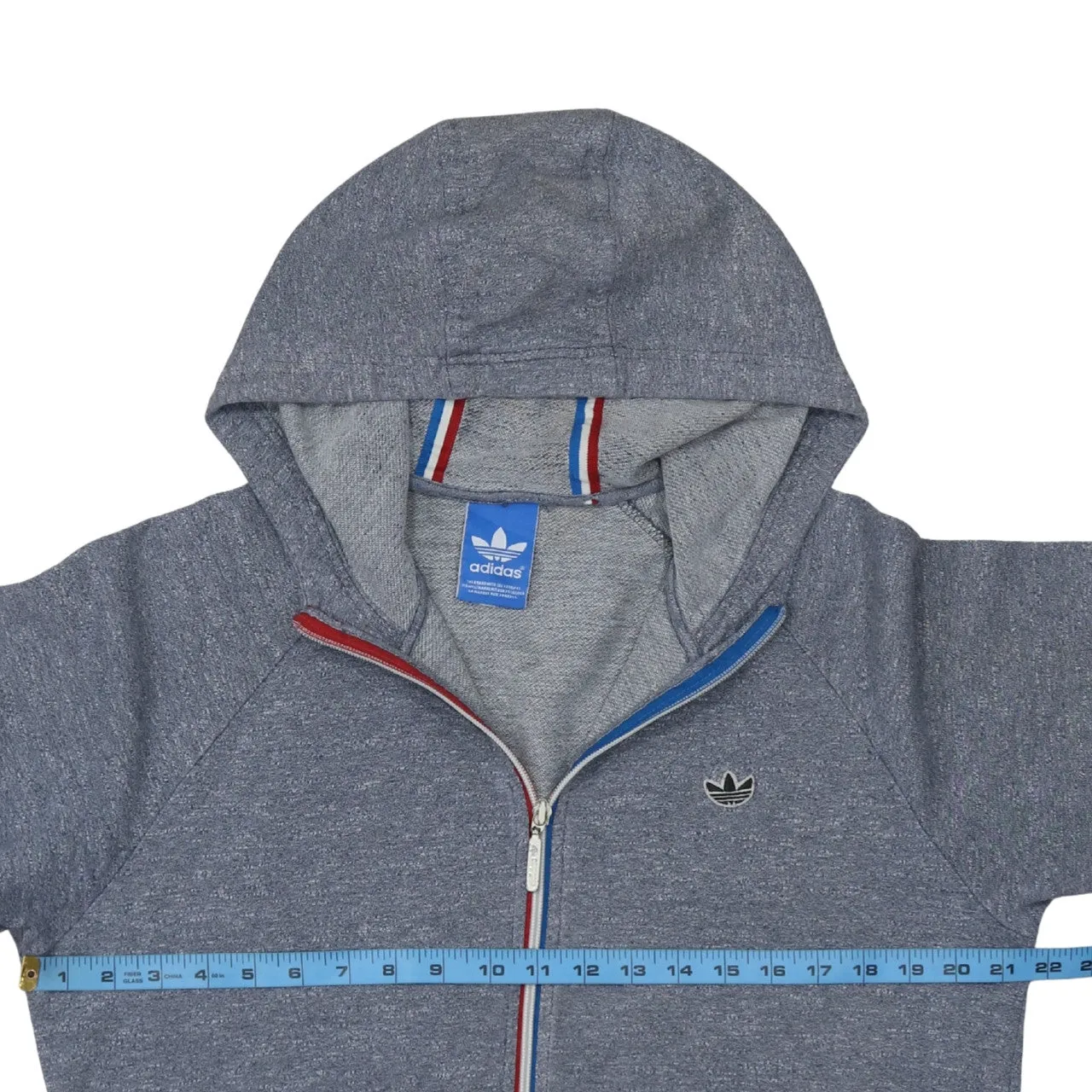 Adidas Grey Full Zip Hoodie Men's Small Embroidered Trefoil Zip Pockets Casual Sweatshirt sold by Vintage Club product image thumbnail 5