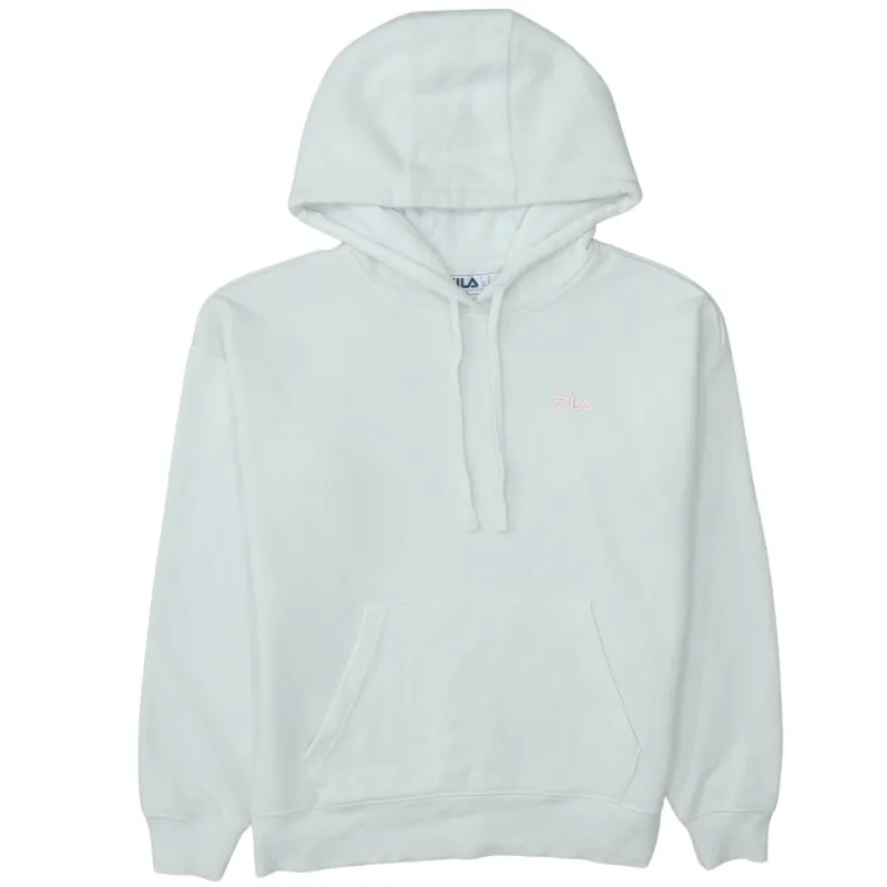 Fila Off White Hoodie Men's Medium Embroidered Chest Logo Front Pocket Pullover Sweatshirt made by Fila