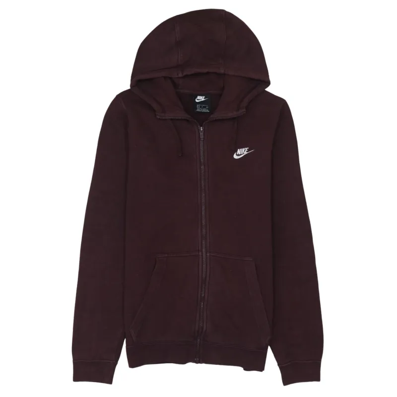Nike Burgundy Red Full Zip Hoodie Men's Small Embroidered Swoosh Split Pocket Sweatshirt made by Nike