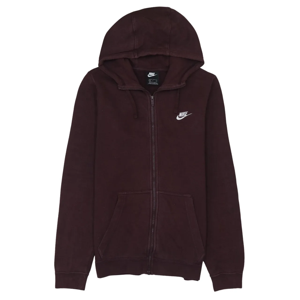 Nike Burgundy Red Full Zip Hoodie Men's Small Embroidered Swoosh Split Pocket Sweatshirt sold by Vintage Club