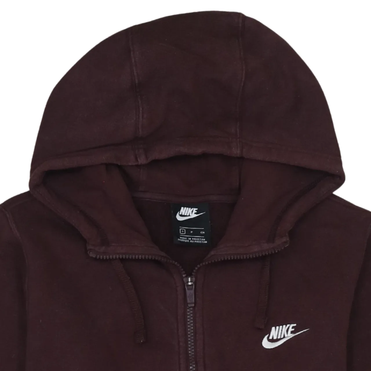 Nike Burgundy Red Full Zip Hoodie Men's Small Embroidered Swoosh Split Pocket Sweatshirt sold by Vintage Club product image thumbnail 3