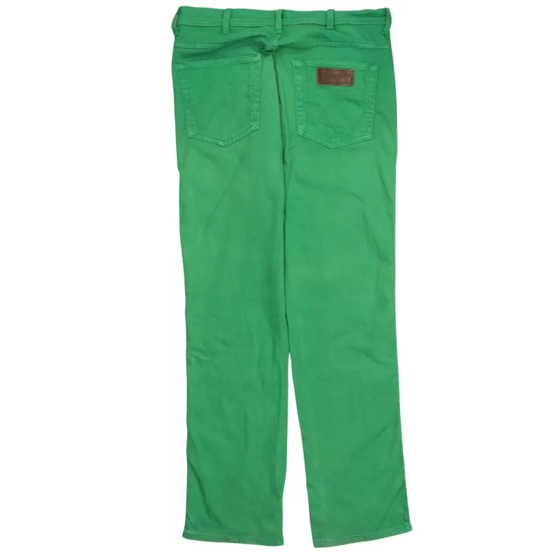 Wrangler Bright Green Trousers Men's W34 Five Pocket Straight Leg Denim Pants sold by Vintage Club