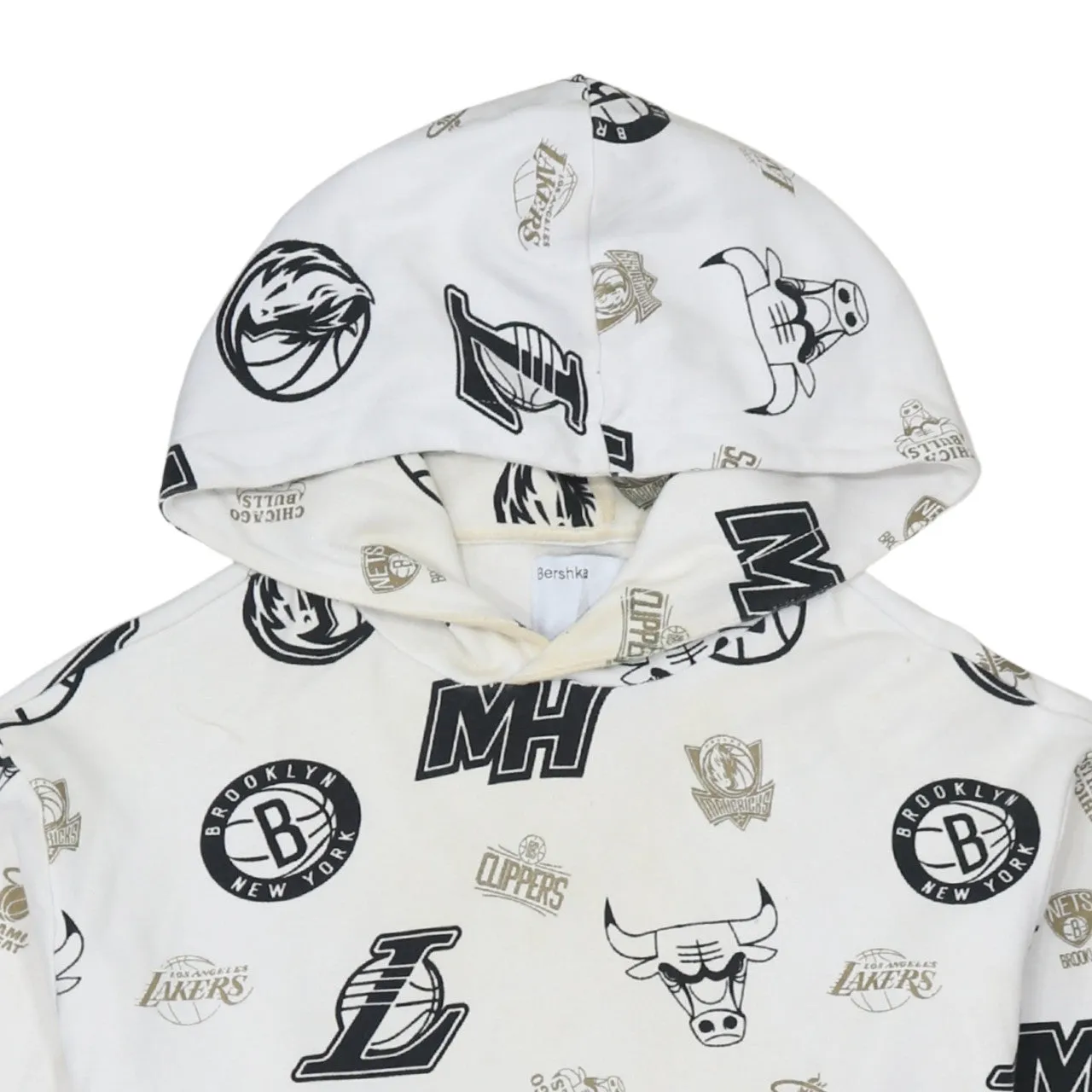 NBA White All Over Print Hoodie Men's Small Team Logo Pullover Sweatshirt sold by Vintage Club product image thumbnail 3