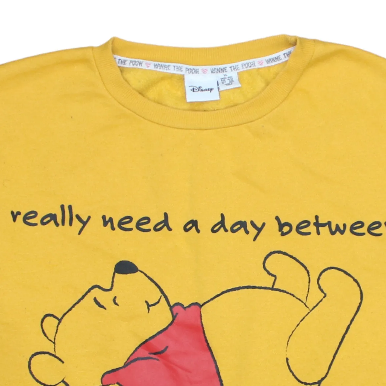 Disney Yellow Sweatshirt Women’s XLarge Printed Winnie The Pooh Graphic Slogan Pullover Top sold by Vintage Club product image thumbnail 3