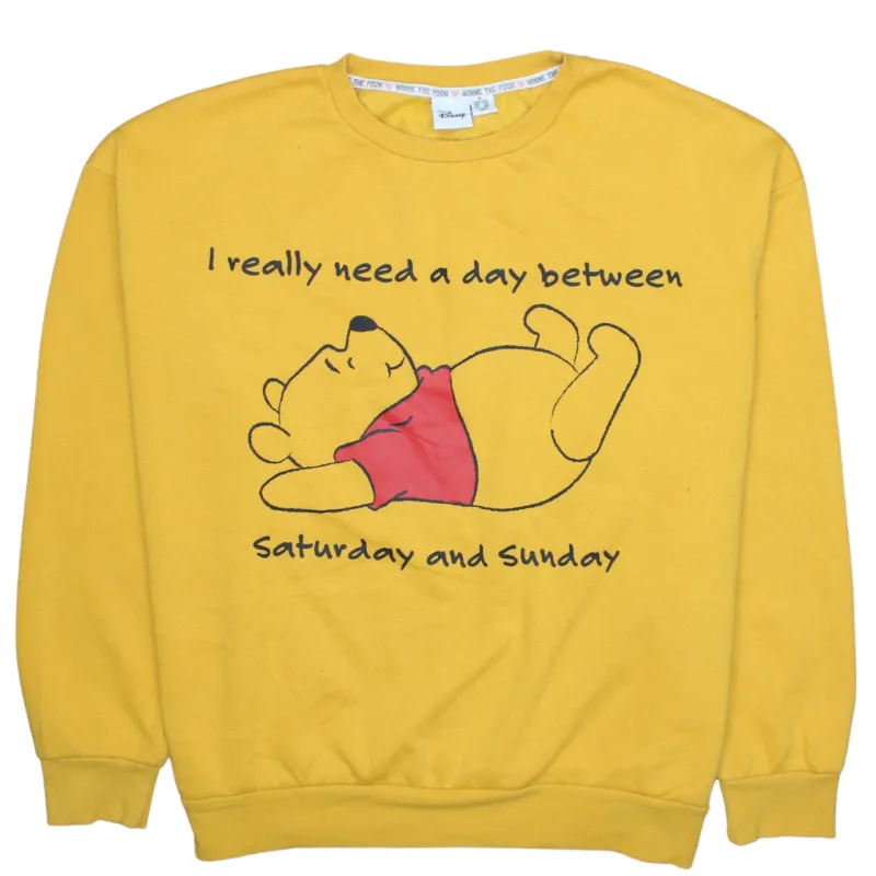 Disney Yellow Sweatshirt Women’s XLarge Printed Winnie The Pooh Graphic Slogan Pullover Top made by Disney