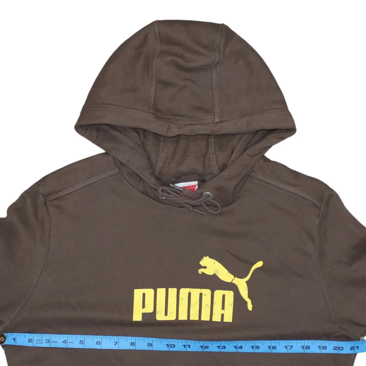 Puma Brown Hoodie Men's Small Printed Yellow Logo Front Pocket Pullover Sweatshirt sold by Vintage Club product image thumbnail 5