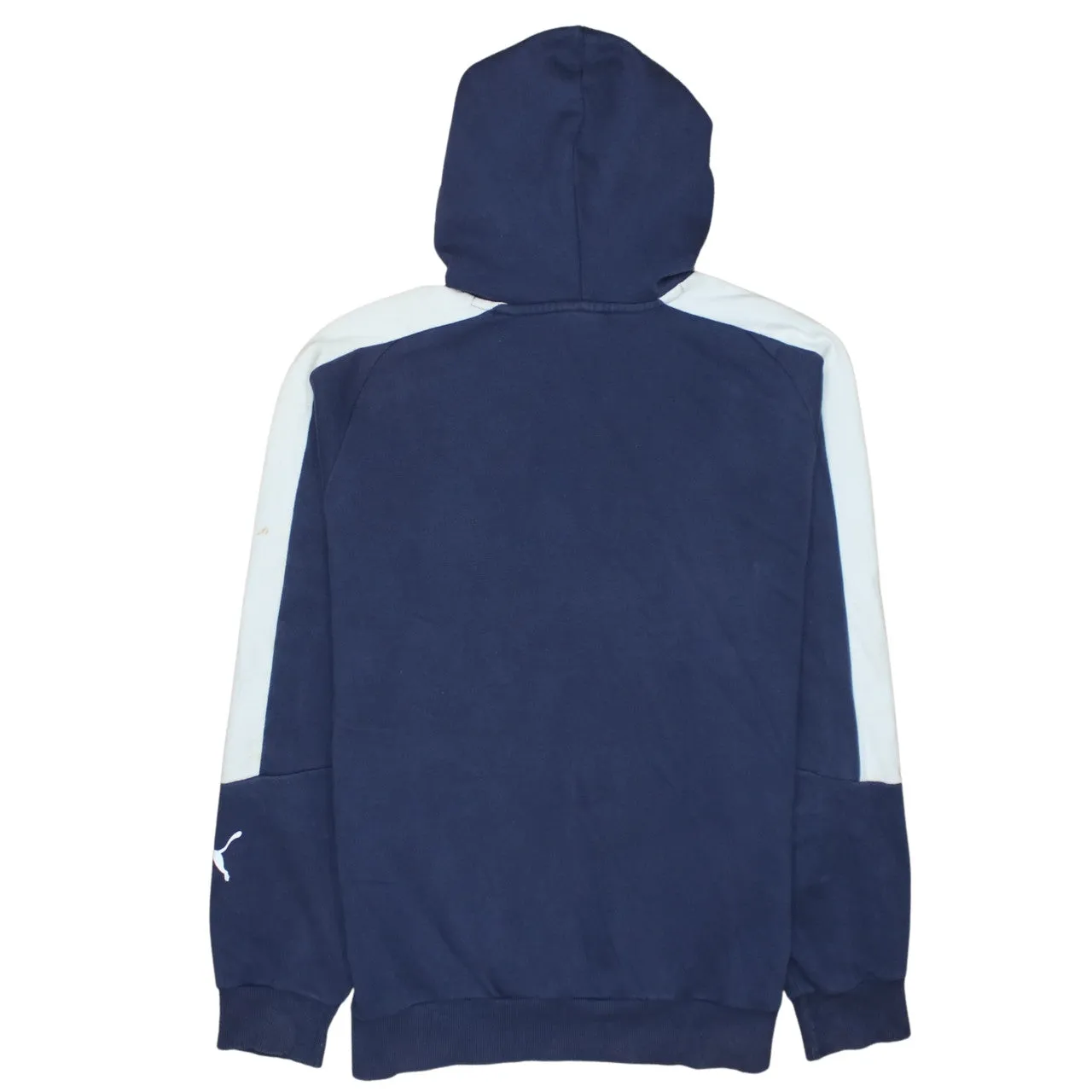 Puma Navy Blue Hoodie Men's Medium Printed Logo Panel Sleeves Front Pocket Sweatshirt sold by Vintage Club product image thumbnail 2