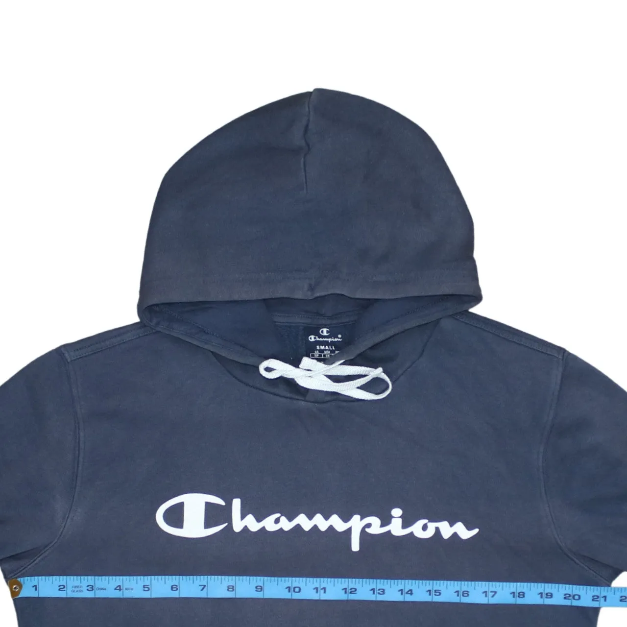 Champion Navy Blue Hoodie Men's Small Printed Chest Logo Front Pocket Pullover Sweatshirt sold by Vintage Club product image thumbnail 5