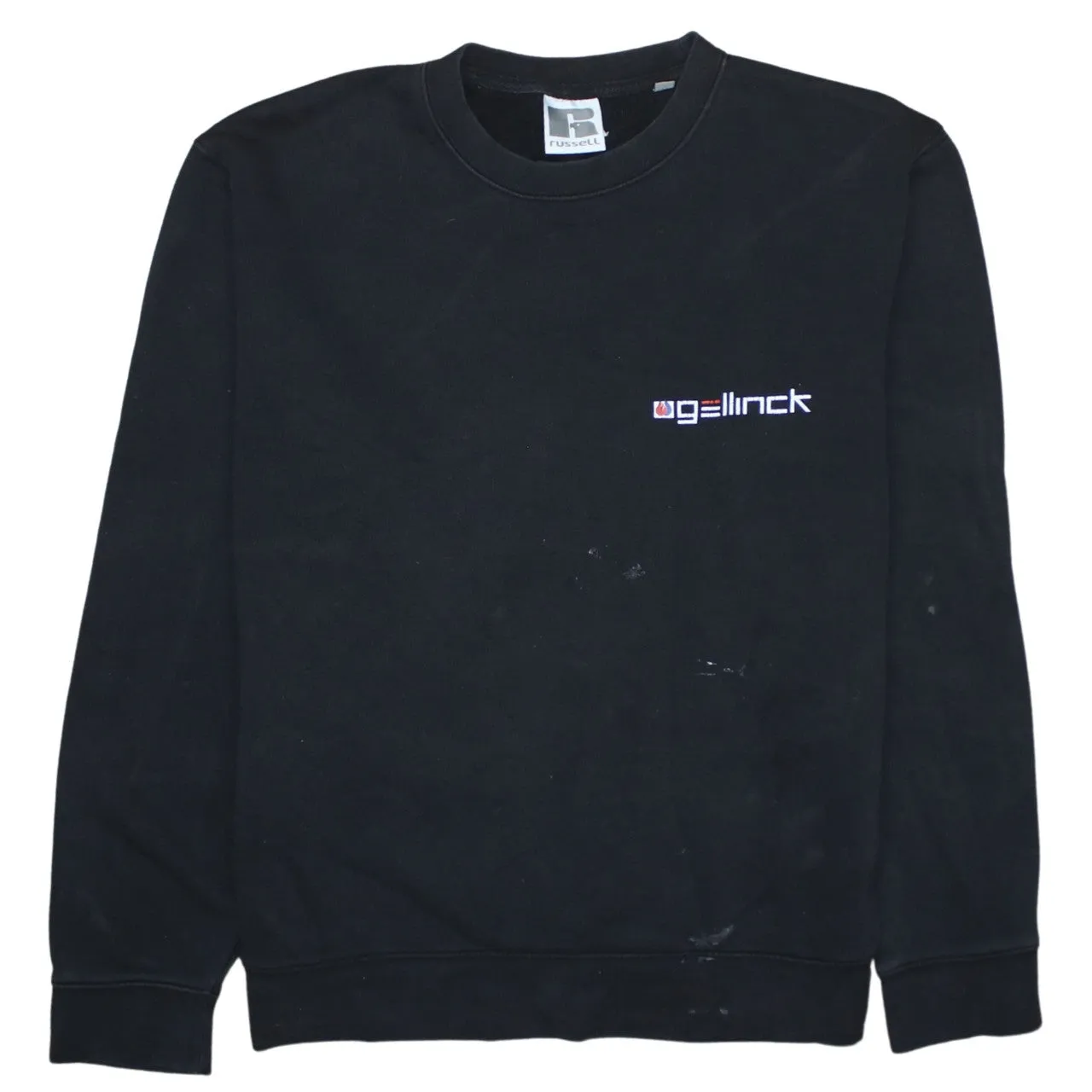 Russell Athletic Black Sweatshirt Men's Medium Printed Logo Workwear Crewneck Pullover sold by Vintage Club