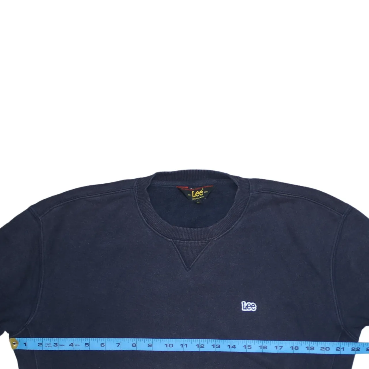 Lee Navy Blue Sweatshirt Men's Medium Embroidered Chest Logo Ribbed Crewneck Pullover Jumper sold by Vintage Club product image thumbnail 5