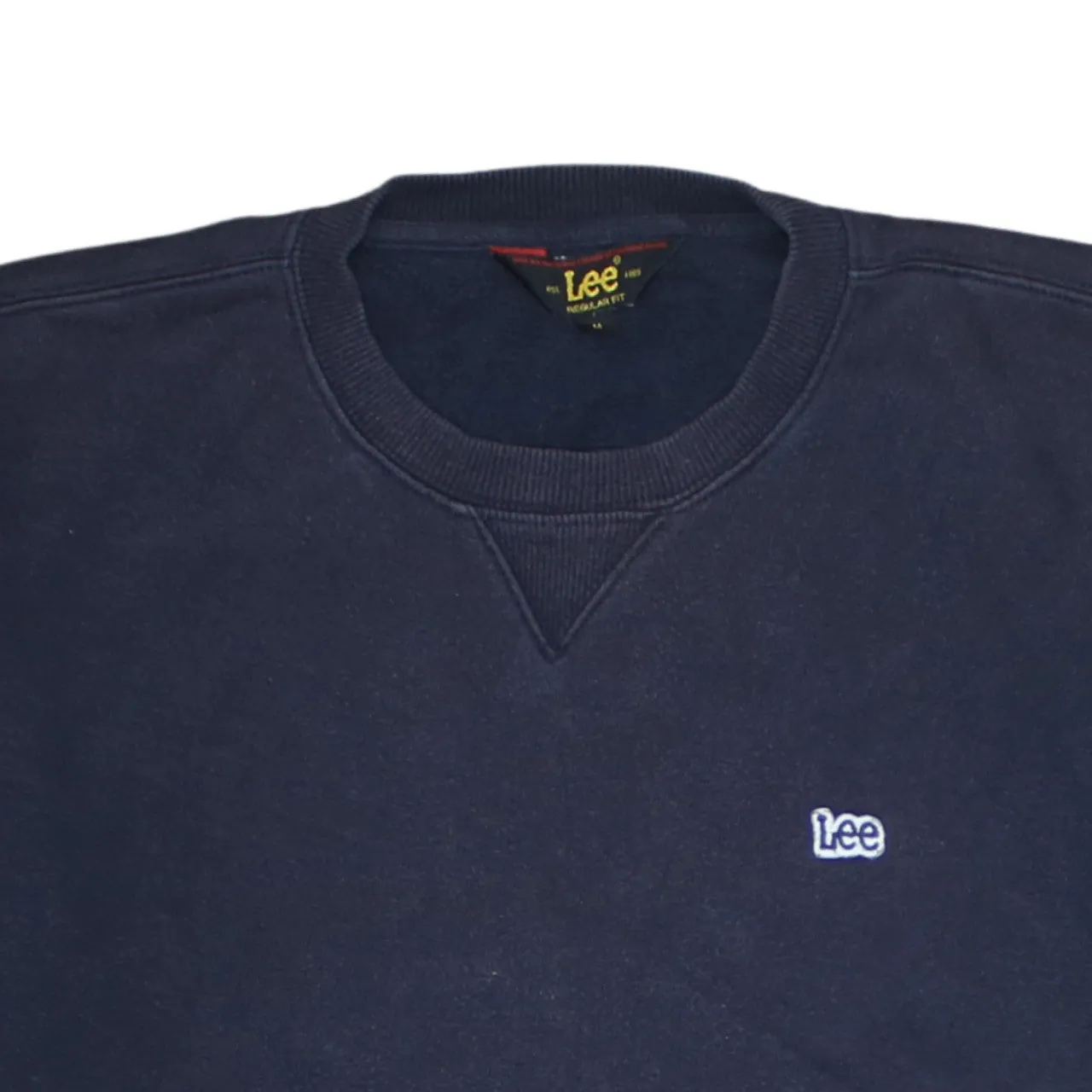 Lee Navy Blue Sweatshirt Men's Medium Embroidered Chest Logo Ribbed Crewneck Pullover Jumper sold by Vintage Club product image thumbnail 3