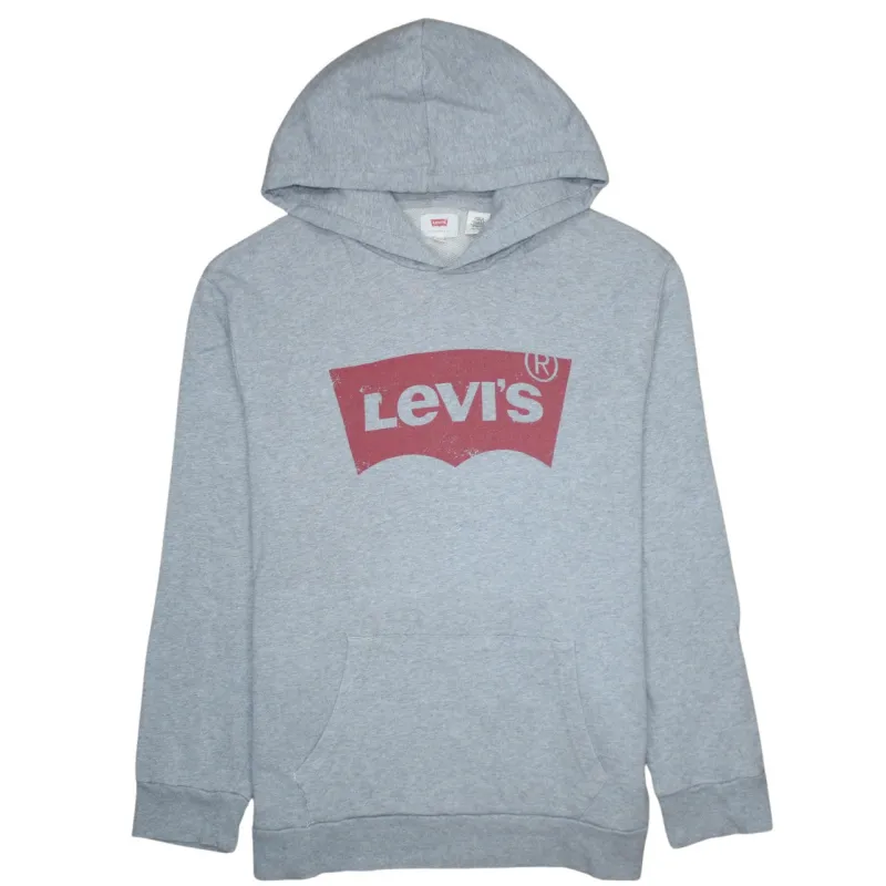 Levi's Grey Hoodie Women's XXLarge Printed Batwing Logo Front Pocket Pullover Sweatshirt sold by Vintage Club