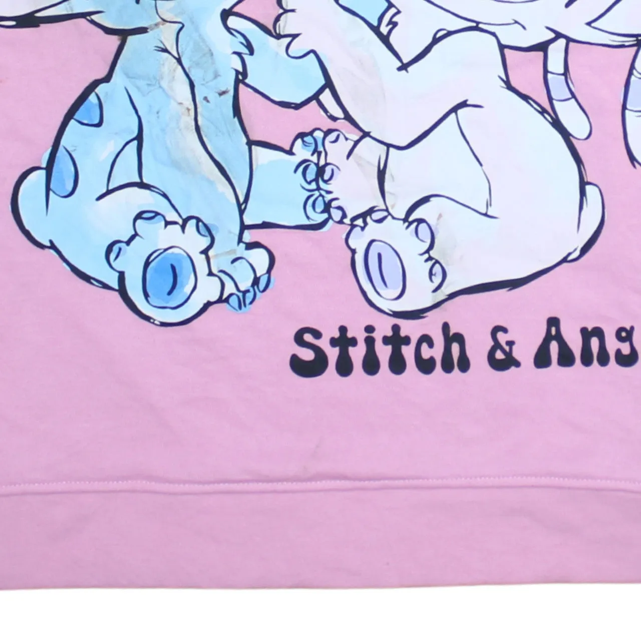 Disney Pink Sweatshirt Women’s Large Stitch Angel Printed Graphic Crewneck Pullover Top sold by Vintage Club product image thumbnail 4