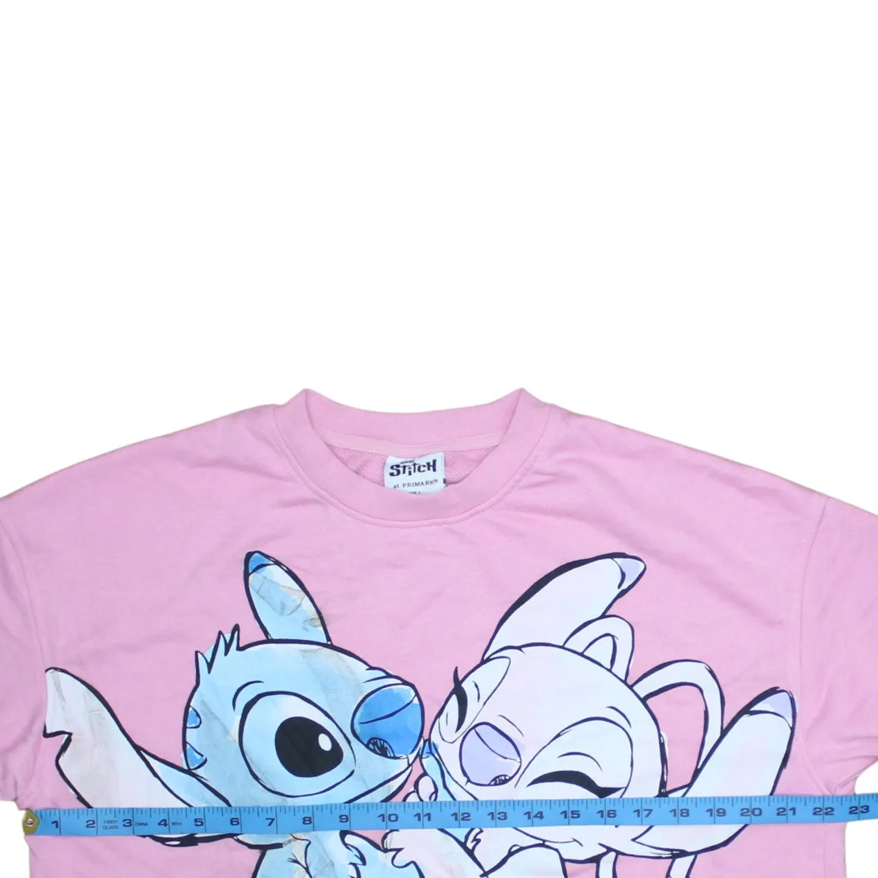 Disney Pink Sweatshirt Women’s Large Stitch Angel Printed Graphic Crewneck Pullover Top sold by Vintage Club product image thumbnail 5
