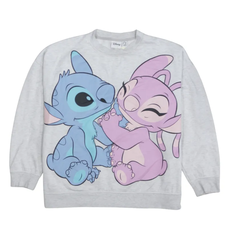 Disney Grey Sweatshirt Women’s XLarge Printed Stitch Angel Graphic Crewneck Pullover Top sold by Vintage Club