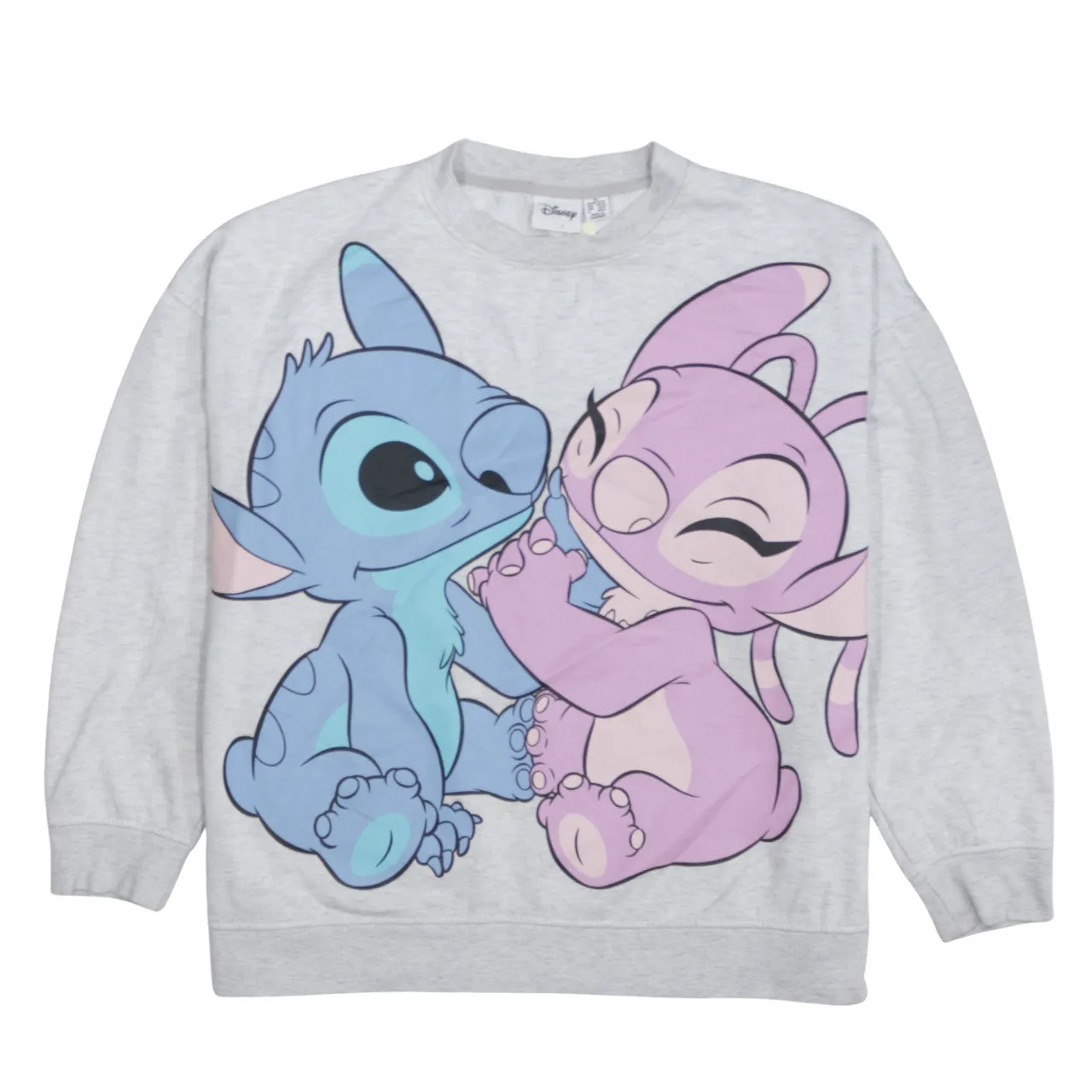 Disney Grey Sweatshirt Women’s XLarge Printed Stitch Angel Graphic Crewneck Pullover Top sold by Vintage Club