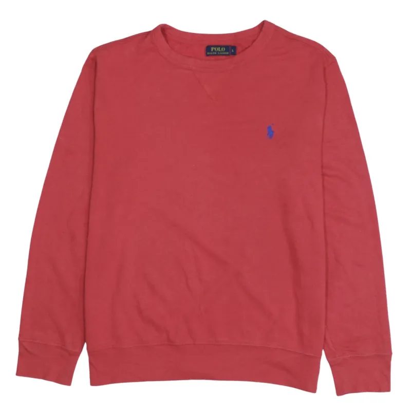 Polo Ralph Lauren Red Sweatshirt Women’s Large Embroidered Pony Logo Crewneck Pullover sold by Vintage Club