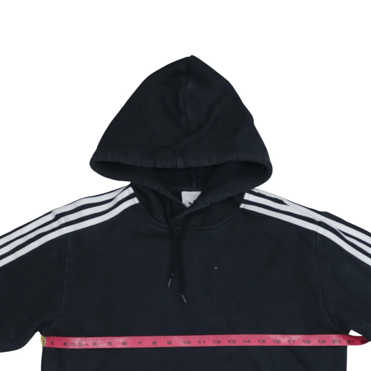 Adidas Black Hoodie Men's Medium Three Stripe Sleeve Trefoil Logo Printed Pullover Sweatshirt sold by Vintage Club product image thumbnail 5