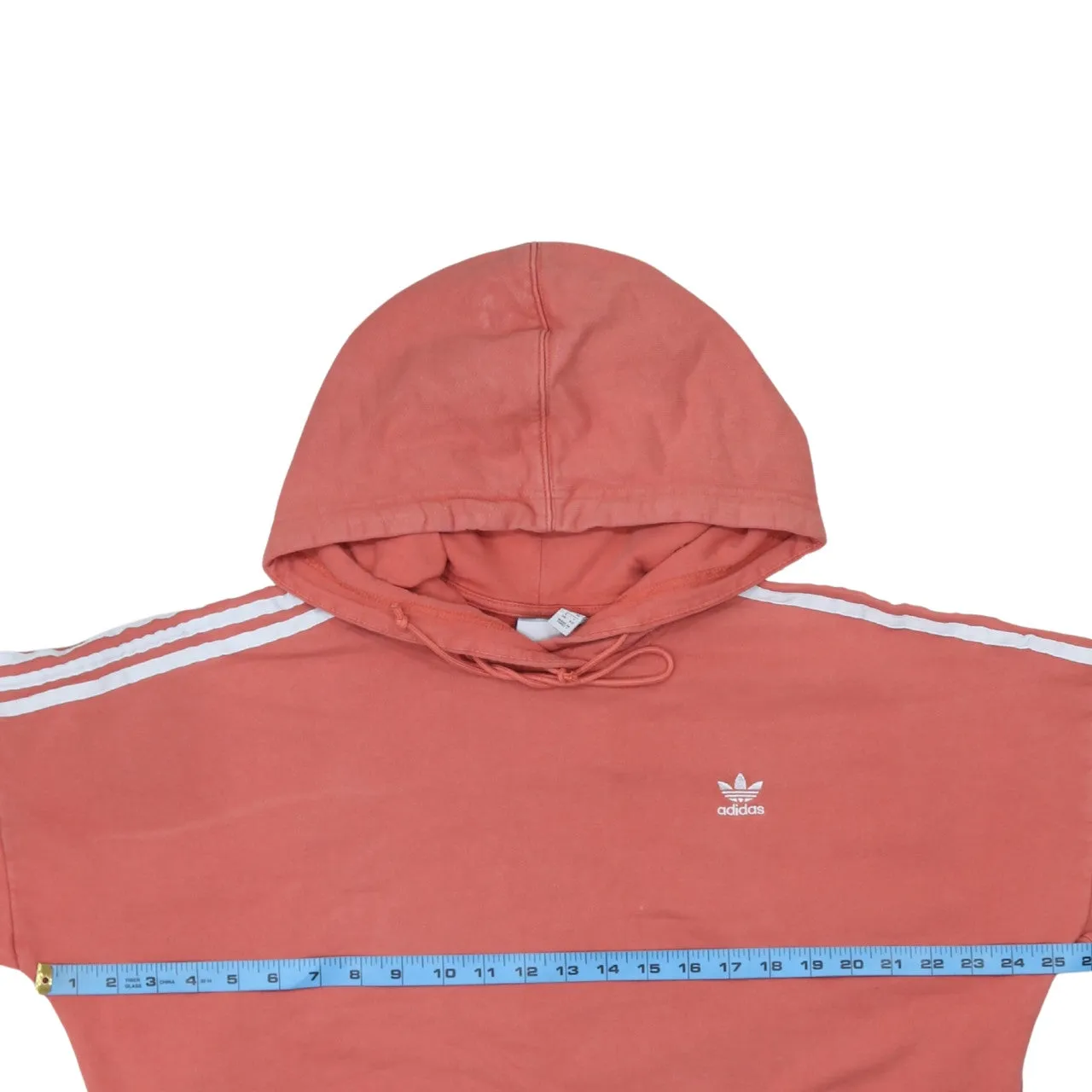 Adidas Coral Pink Hoodie Women’s XLarge Cropped Three Stripe Sleeves Embroidered Logo Pullover sold by Vintage Club product image thumbnail 5