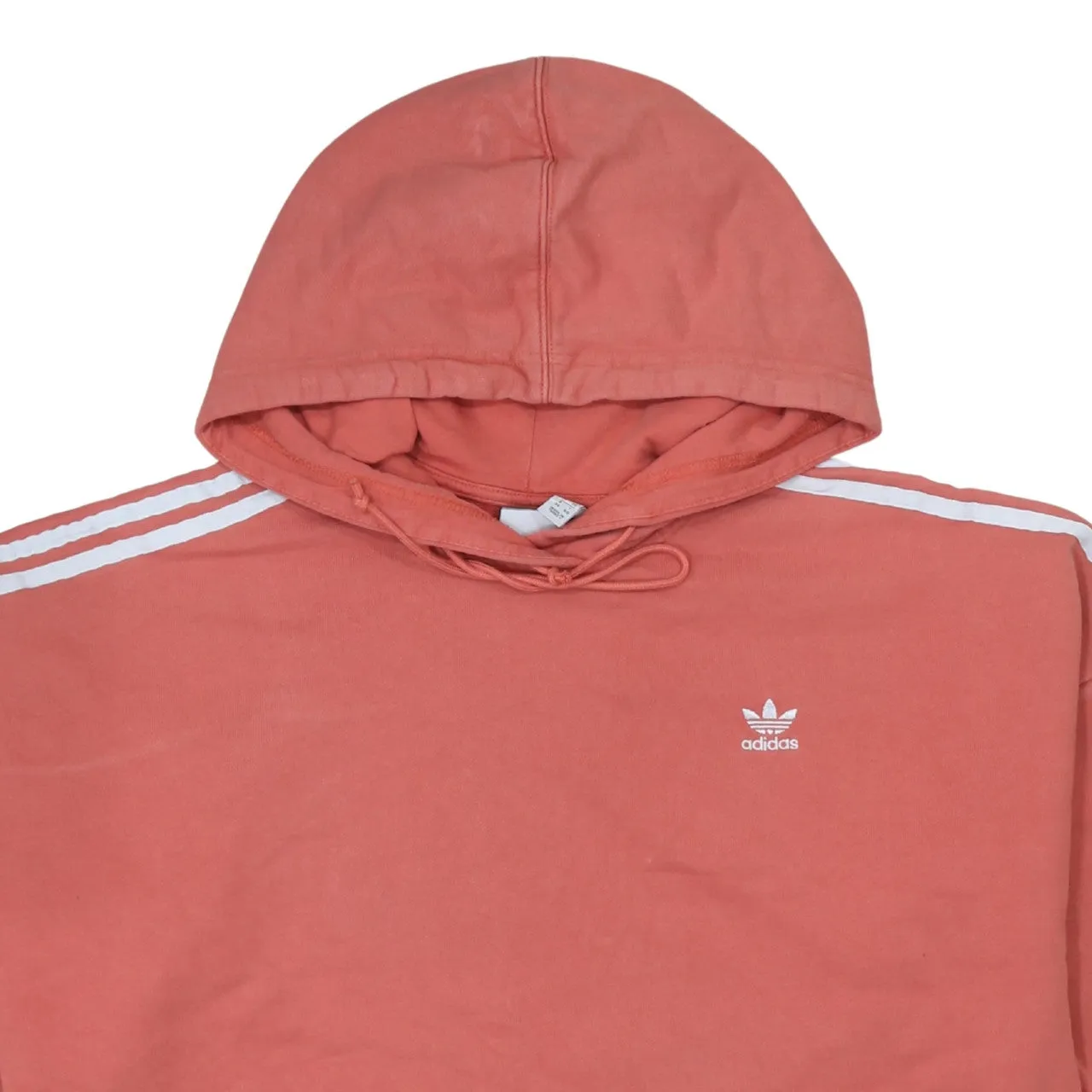 Adidas Coral Pink Hoodie Women’s XLarge Cropped Three Stripe Sleeves Embroidered Logo Pullover sold by Vintage Club product image thumbnail 3