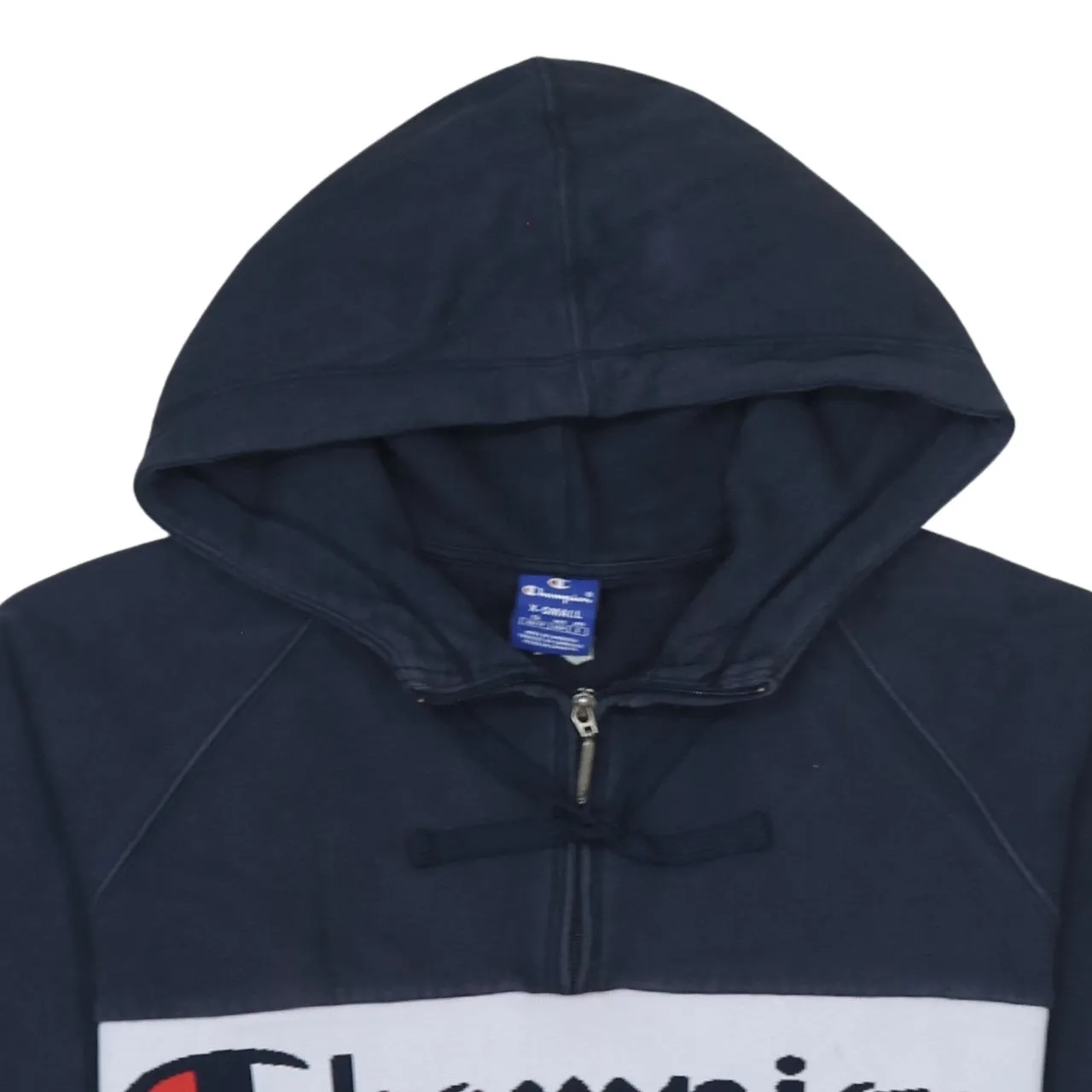 Champion Navy Blue Hoodie Men's XSmall Half Zip Embroidered Spellout Logo Pocket Sweatshirt sold by Vintage Club product image thumbnail 3