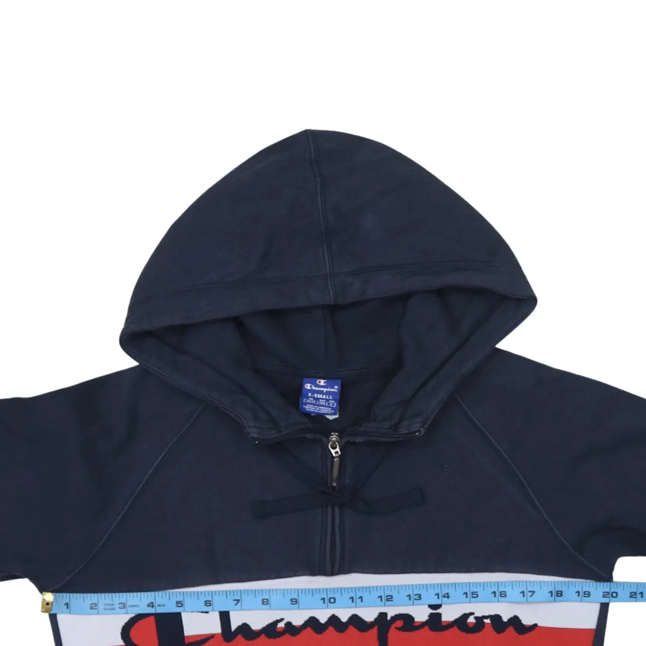 Champion Navy Blue Hoodie Men's XSmall Half Zip Embroidered Spellout Logo Pocket Sweatshirt sold by Vintage Club product image thumbnail 5