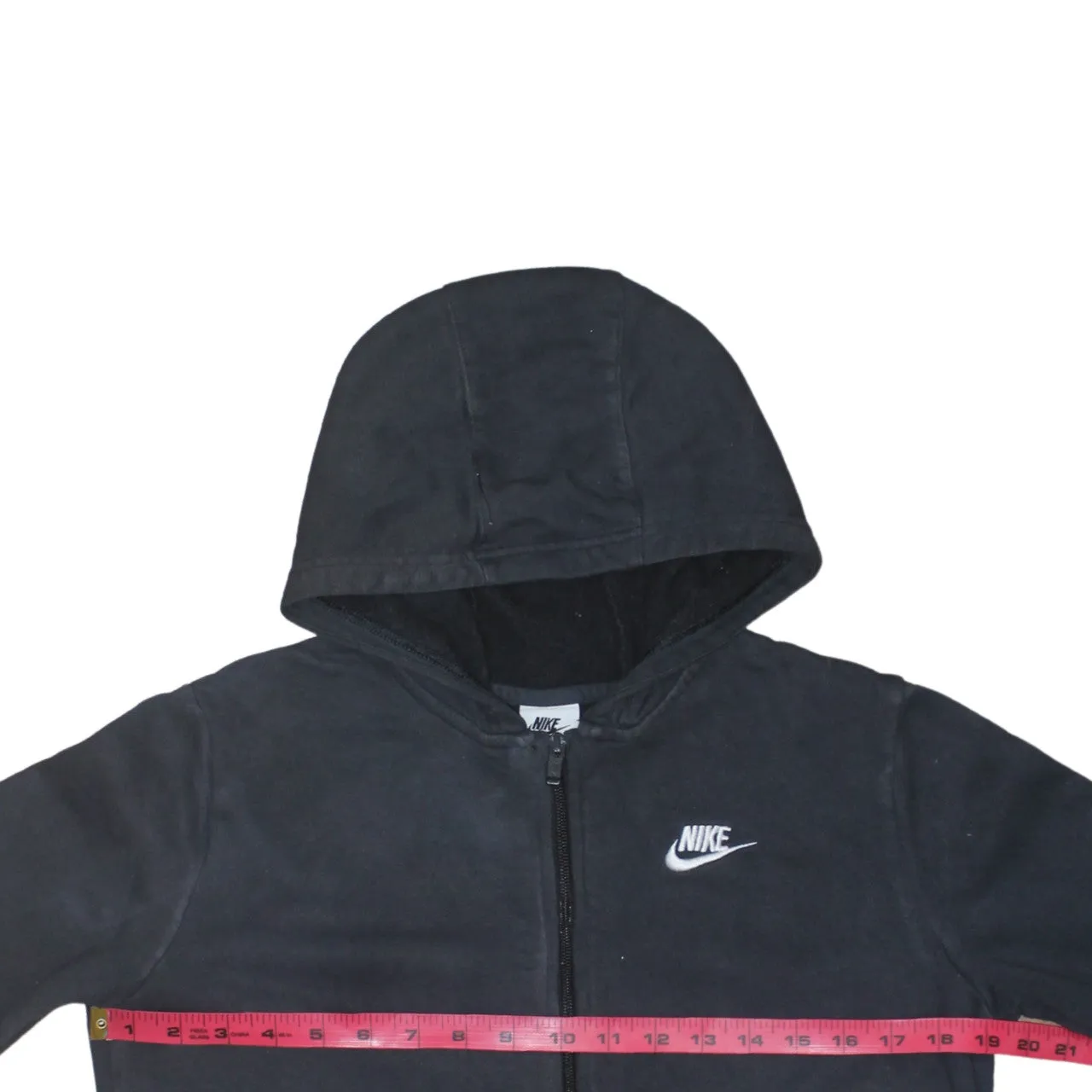 Nike Black Zip Hoodie Women’s XLarge Embroidered Swoosh Split Pockets Fleece Sweatshirt sold by Vintage Club product image thumbnail 5
