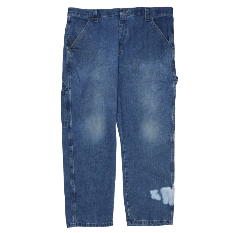 Wrangler Blue Jeans Men's 38x30 Carpenter Pockets Faded Paint Stain Workwear Denim made by Wrangler