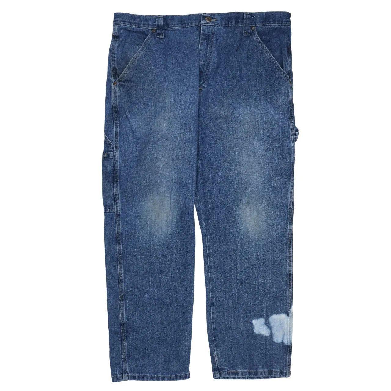Wrangler Blue Jeans Men's 38x30 Carpenter Pockets Faded Paint Stain Workwear Denim sold by Vintage Club