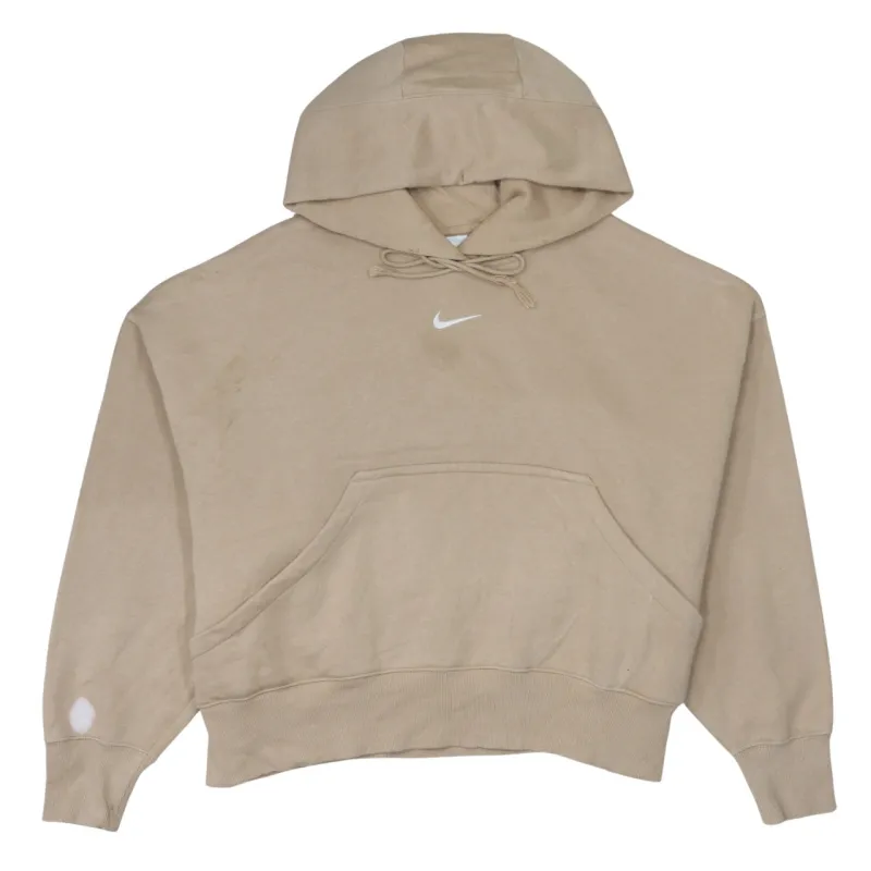 Nike Beige Cream Hoodie Women’s Small Embroidered Swoosh Drawstring Pullover Sweatshirt sold by Vintage Club