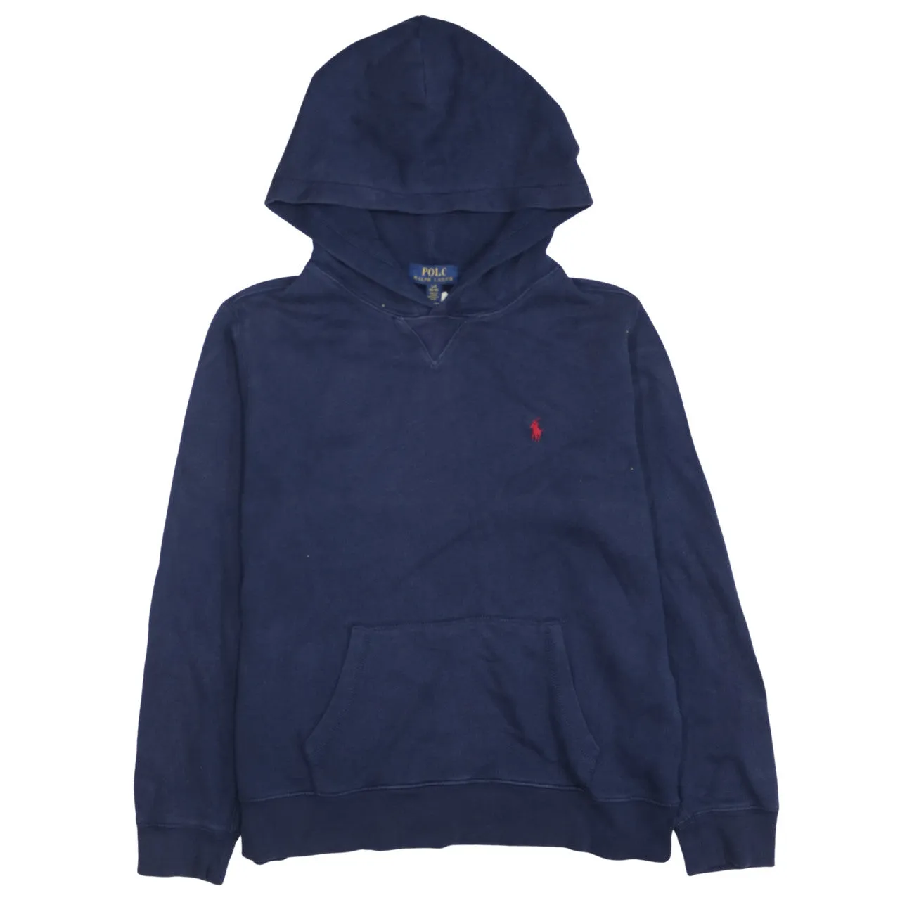 Polo Ralph Lauren Navy Blue Hoodie Women’s Large Embroidered Pony Logo Front Pocket Pullover Sweatshirt sold by Vintage Club