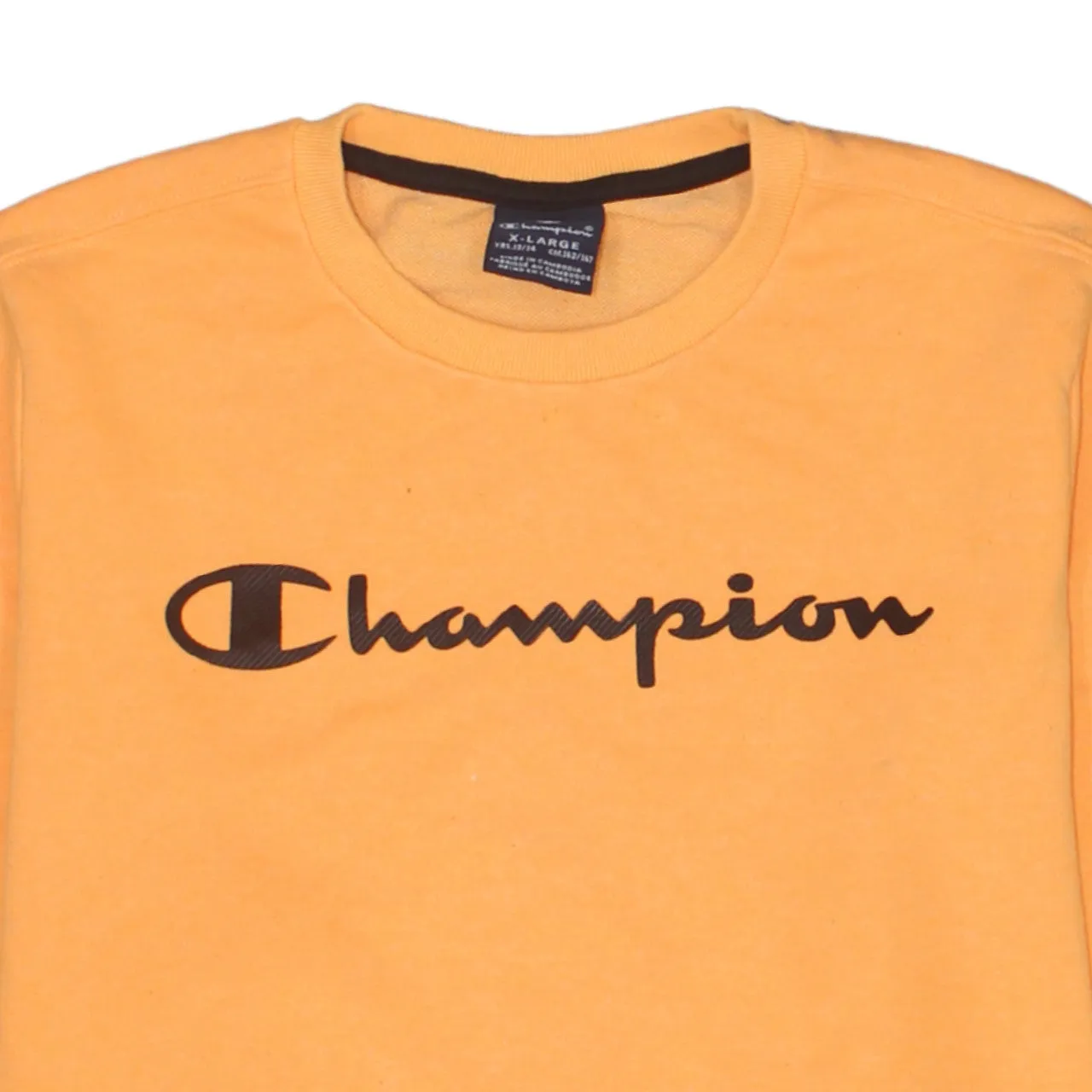 Champion Orange Sweatshirt Women's XLarge Printed Logo Crewneck Ribbed Cuffs Pullover Top sold by Vintage Club product image thumbnail 3