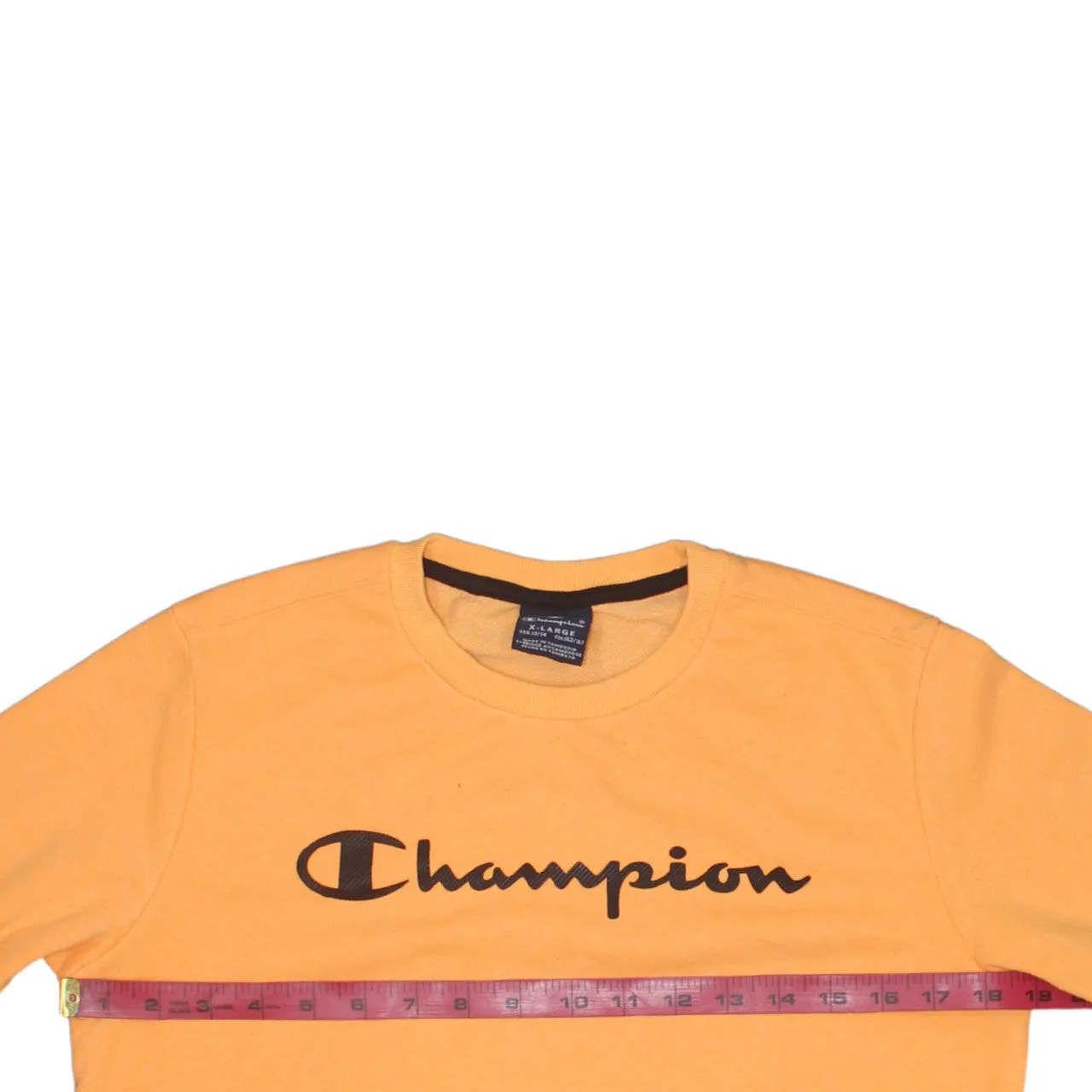 Champion Orange Sweatshirt Women's XLarge Printed Logo Crewneck Ribbed Cuffs Pullover Top sold by Vintage Club product image thumbnail 5