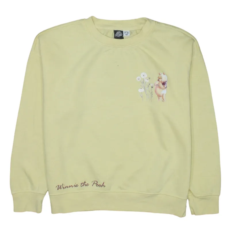 Disney Yellow Sweatshirt Women’s Small Winnie The Pooh Printed Graphic Fleece Pullover Top made by Disney