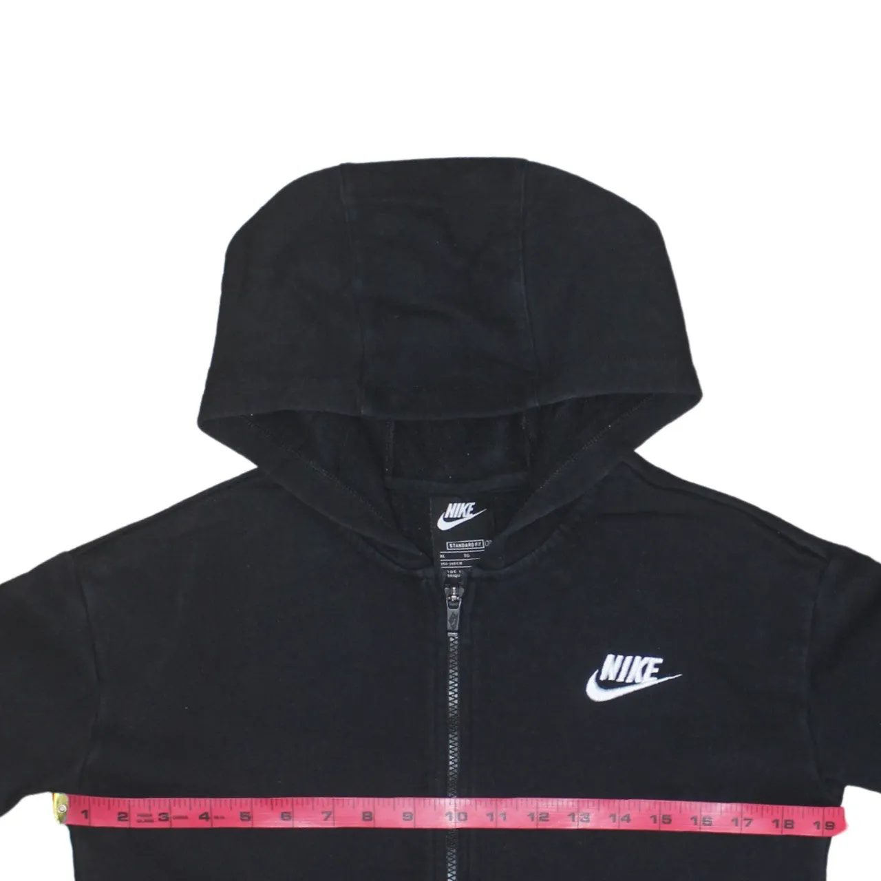 Nike Black Full Zip Hoodie Women’s XLarge Embroidered Swoosh Split Pocket Sweatshirt sold by Vintage Club product image thumbnail 5