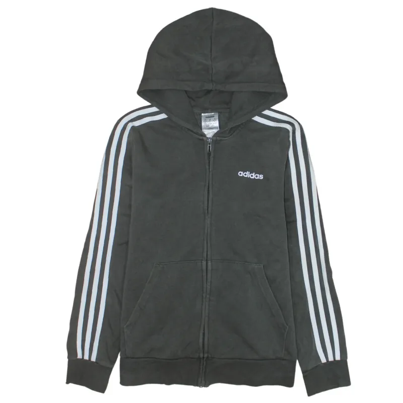 Adidas Dark Grey Hoodie Women’s Medium Full Zip Three Stripe Sleeves Embroidered Logo sold by Vintage Club