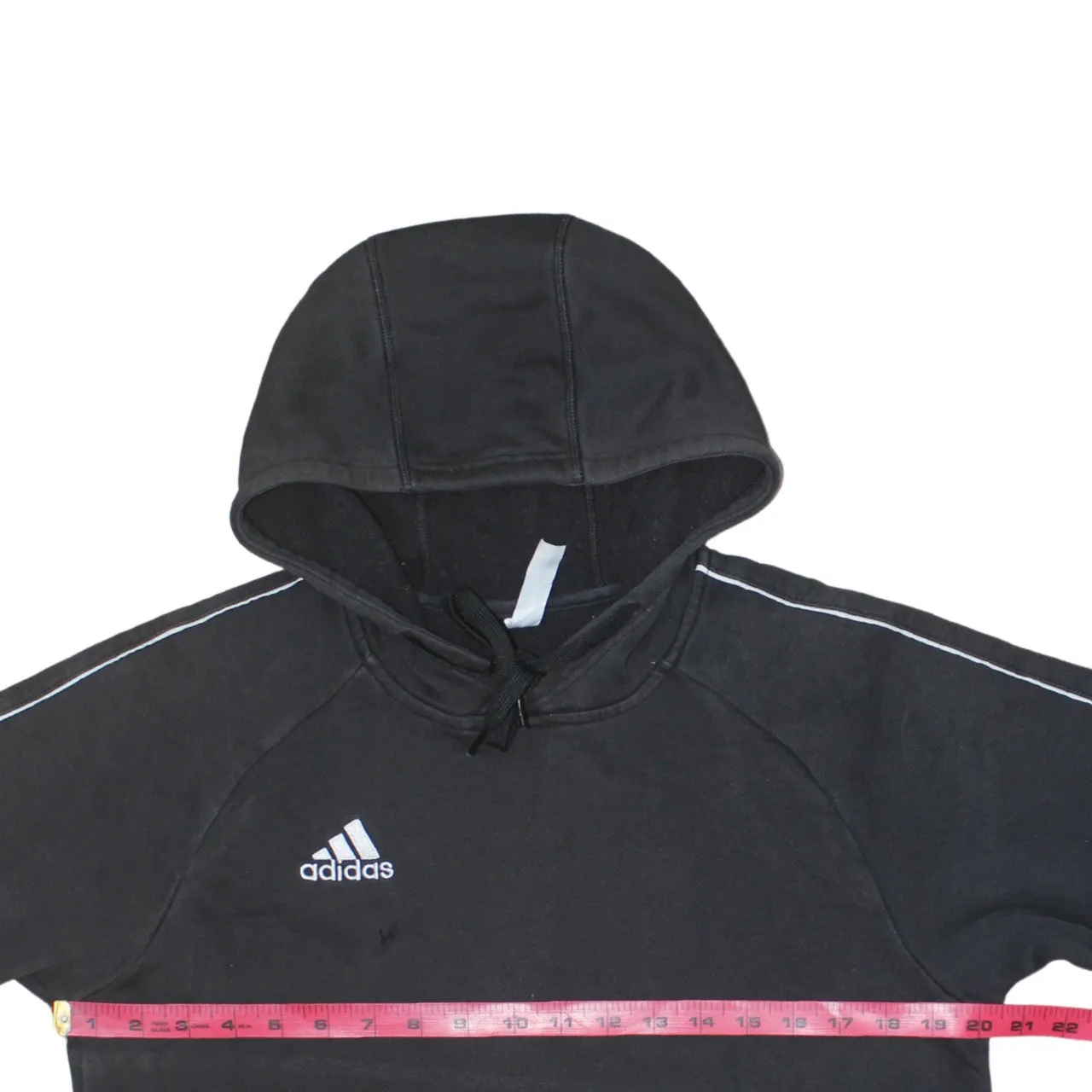 Adidas Black Hoodie Men's Small Embroidered Logo Contrast Piping Front Pocket Sweatshirt sold by Vintage Club product image thumbnail 5