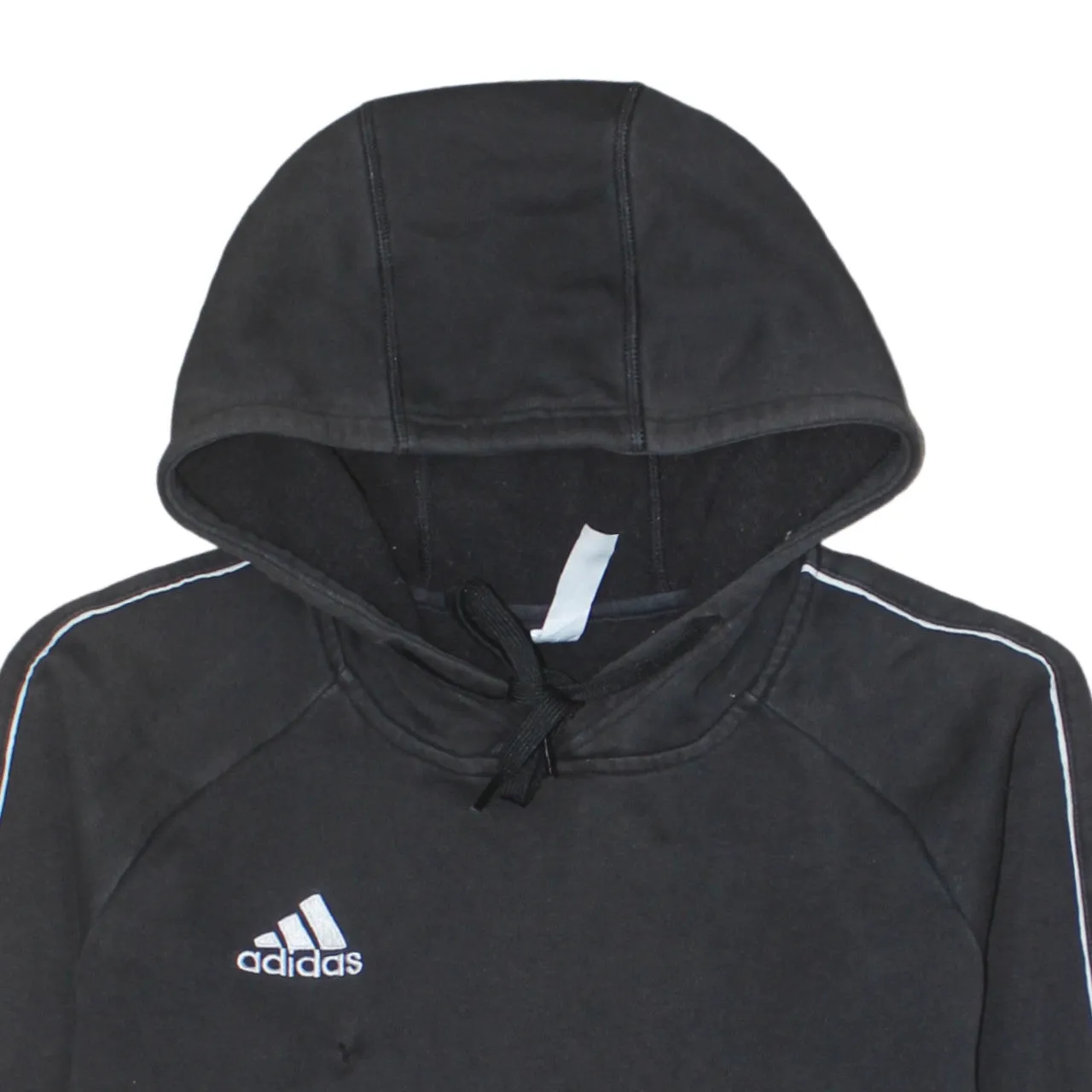 Adidas Black Hoodie Men's Small Embroidered Logo Contrast Piping Front Pocket Sweatshirt sold by Vintage Club product image thumbnail 3