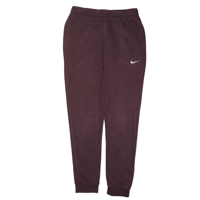 Nike Burgundy Joggers Sweatpants Men's Medium Embroidered Swoosh Elastic Waist Cuffed Hem made by Nike