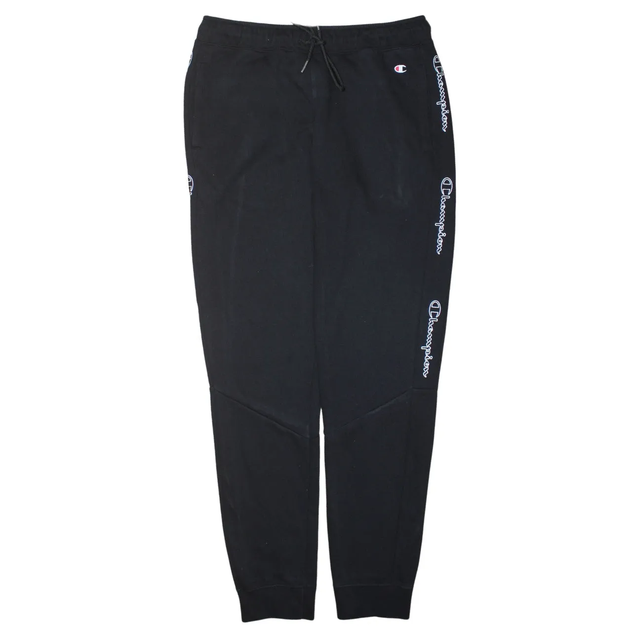 Champion Black Joggers Men's Small Embroidered Script Logo Side Tape Cuffed Sweatpants sold by Vintage Club